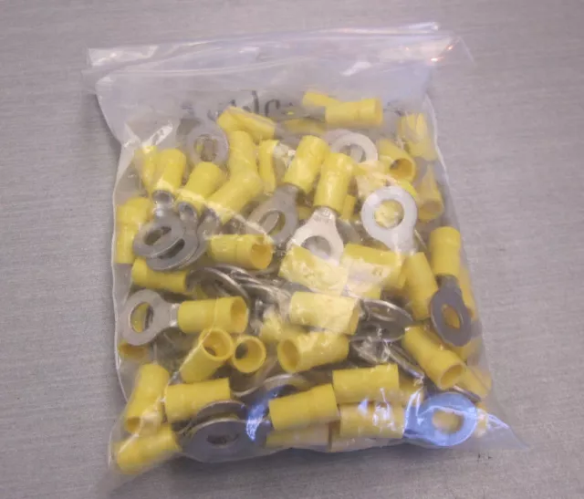 100 Panduit PV10-14R insulated crimp ring terminal 12-10 AWG 1/4" stud