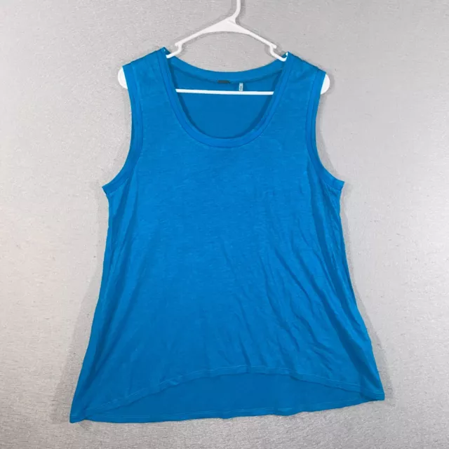 Elie Tahari Top Womens Large Blue Linen Blend Sleeveless Scoop Neck Casual