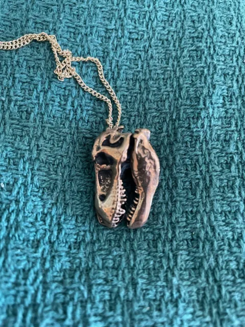 Fire and Bone bronze tyrannosaurus rex skull T. rex dinosaur necklace pendant