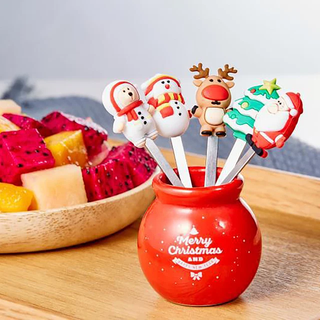 6 piezas/juego de tenedores de postres pequeños tenedores decorativos de dibujos animados de grado alimenticio tenedores de postre pequeños