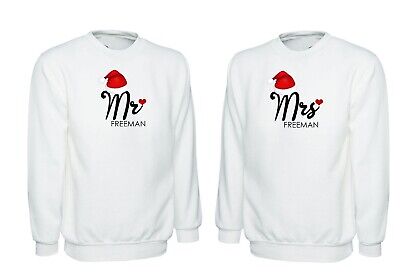 Personalised Name Couple Matching Christmas Jumper Mr & Mrs Xmas Gift Sweatshirt