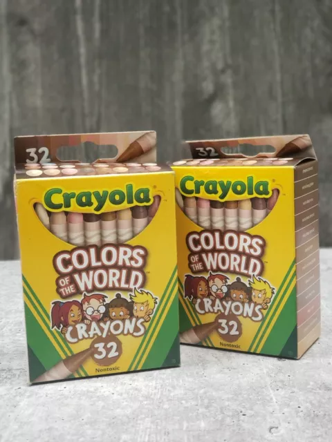 2 Crayola COLORS OF THE WORLD 32 Count Crayons Pack Box Skin Eyes+  Multicultural