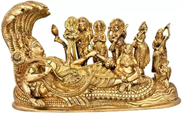 Whitewhale Brass Vishnu Parivar Statue Lord Vishnu idol Home & Temple Decor