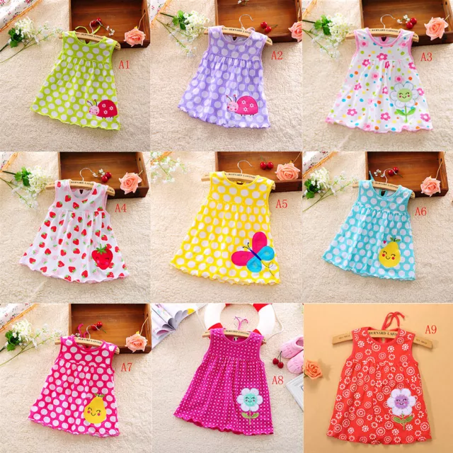 Newborn Baby Cotton Dress Regular Sleeveless A-Line Girl Dresses 0-24 Months-m-