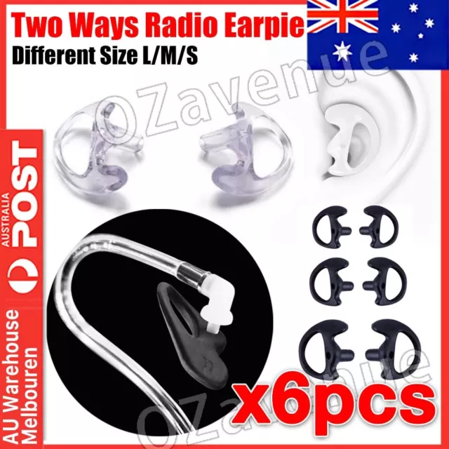 Two Ways Radio 3 Pairs Ear Mold Replacement Earpiece Insert Acoustic Tube Earbud