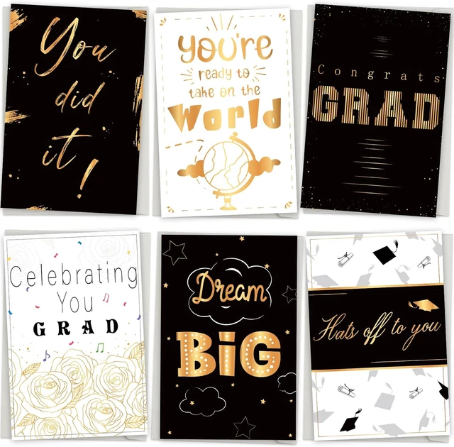 36 PACK GRADUATION Cards Bulk 2024 with Envelopes Gold Foil 300GMS