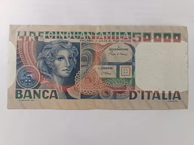 Italia banconota da Lire 50.000 Volto di donna