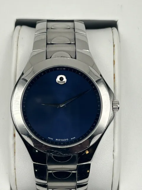 Men's Movado 0606380 Luno Quartz Blue Dial Stainless Steel Watch