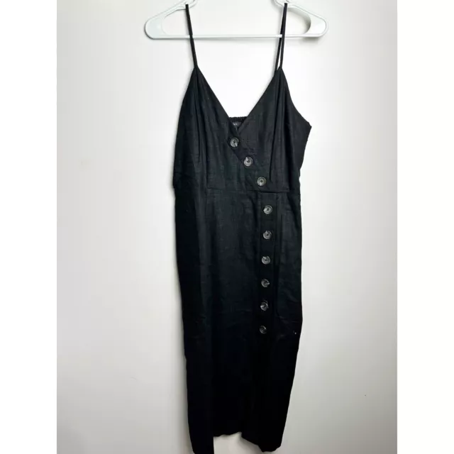 NWOT Forever 21 Linen Blend Midi Dress Black Sleeveless Womens Medium