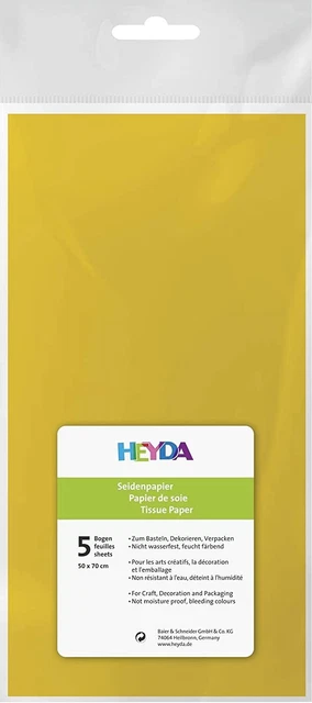 Papel de seda amarillo - 50x70cm paquete de 5 Heyda 203310510,