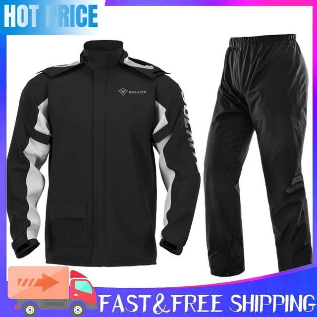 SULAITE Motorcycle Rain Suit Waterproof 2 Piece Set Rain Jacket + Pants (M)