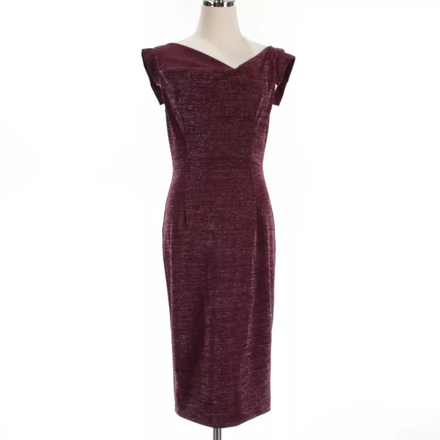 Black Halo NWT Jackie O Sleeveless Dress Size 4 in Burgundy and Silver