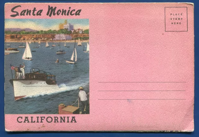 Santa Monica California ca Beach Club lighthouse postcard folder #2