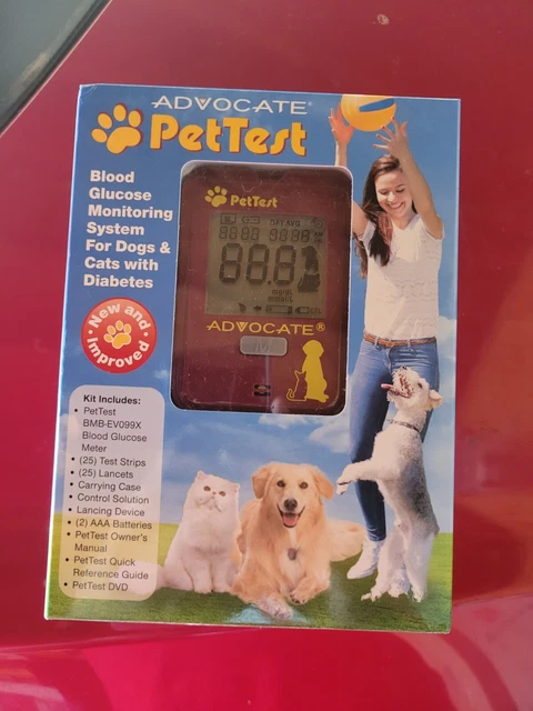 Kit medidor de glucosa en sangre Advocate Pet Test perro gato más 25 tiras CADUCIDAD 08/2023