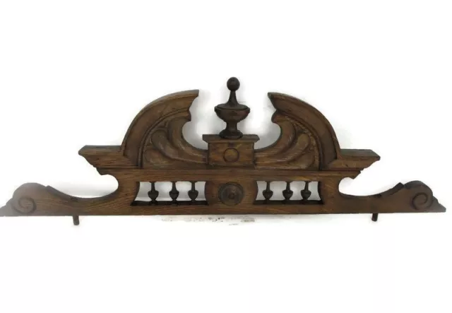 Hand Carved Wood French Pediment Ornate Over door Architectural Reclaimed Antiqu