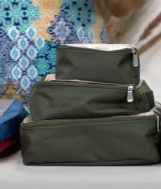 Samantha Brown Packing Cube 3-piece Set  FOREST GREEN nwt