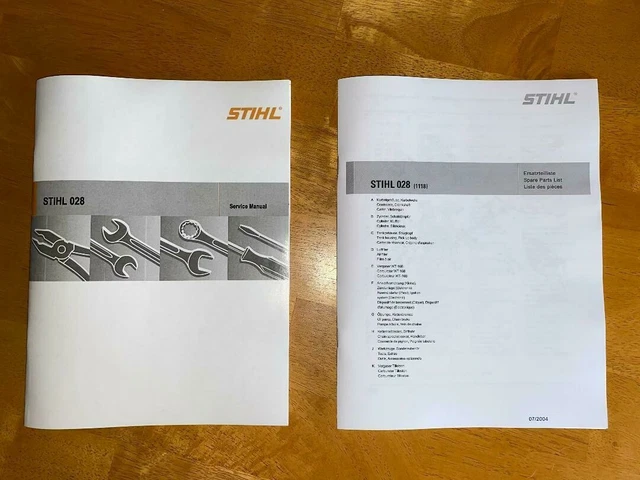 028 Super WoodBoss Wood Boss AV Stihl Servicio Motosierra Taller y Manual de Piezas