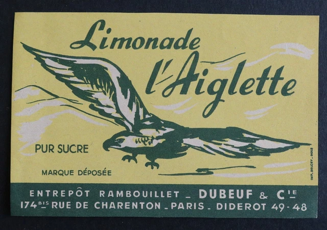 Ancienne étiquette Publicitaire Limonade LA SUPERIEURE - Delage Chabanais - Vintage