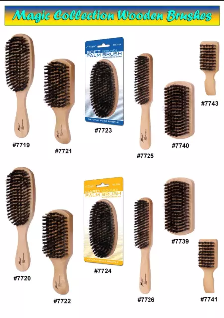 Single Wood Brush Boar & Plastic Bristles By Magic Collection