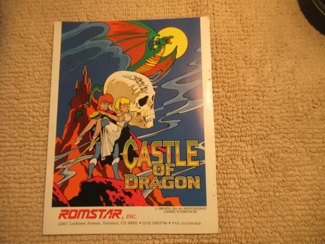 Original 1989 ad  11- 8''  castle of dragon romstar  ARCADE VIDEO GAME FLYER