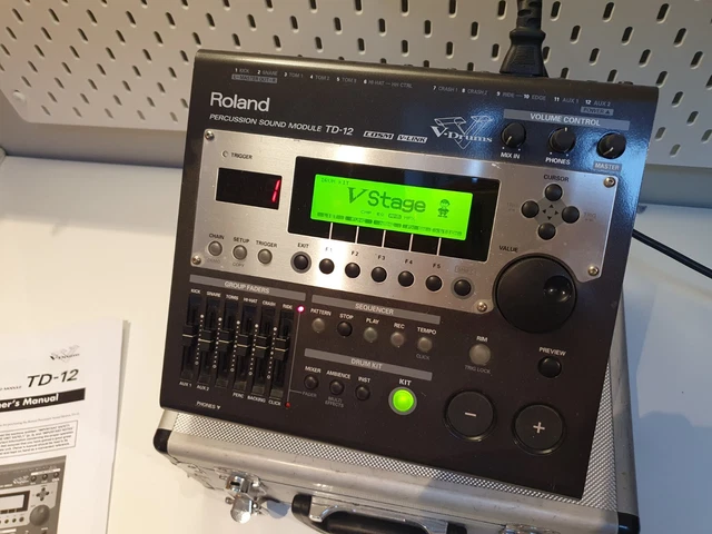 ROLAND TD-12 DRUM brain sound module for v-drums + mains, clamp, manual ...