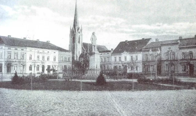 Bojanowo- Der Markt mit dem Schmückert- Denkmal (Posen) 1922