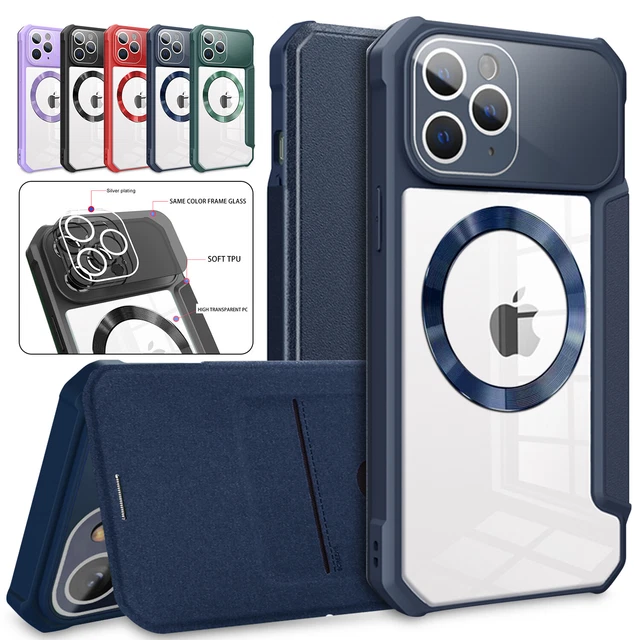 Clear Case For iPhone 14 Pro Max 13 12 11 XR XS 8 Mag Safe Leather Wallet Cover