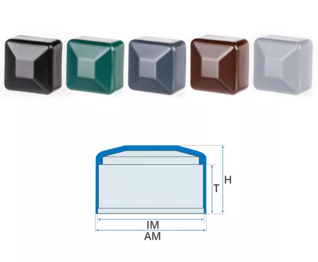 5 Stück Zaunpfahlkappe quadratisch Kunststoff Pfostenkappen Zaunkappen PE 2