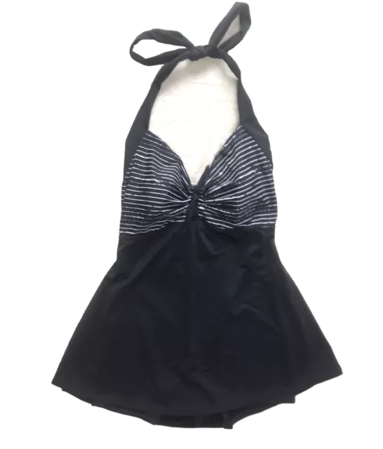 CocoShip Halter Swimsuit Womens Size 20 2X Black Gray Skirted Bathing Suit