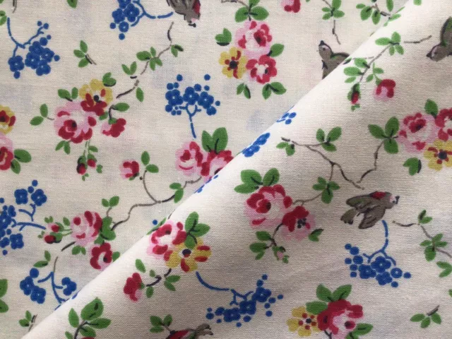 50cm x 25cm Wide Cath Kidston Little Bird / Cream Haberdashery cotton Fabric new