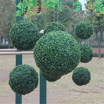 1pc Artificial Buxus Ball Boxwood Hanging Topiary Garden Fake Potted Xmas Decor