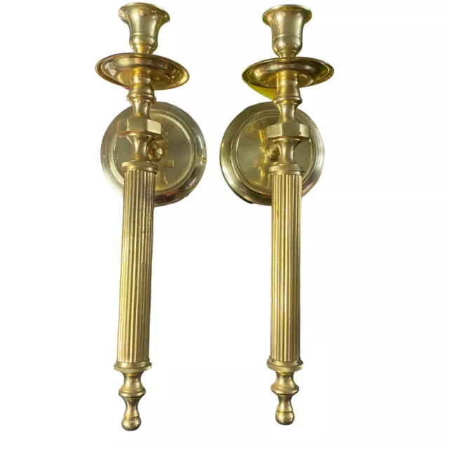 Brass Candlestick Holders Set of 2 Wall Sconces Pair ,Made In India