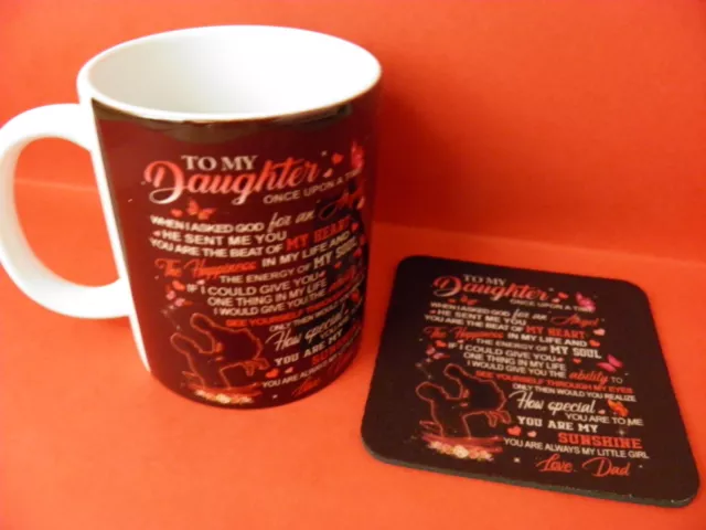 1 x Ceramic 11oz Coffee Tea Mug and coaster - To My Daughter from Dad