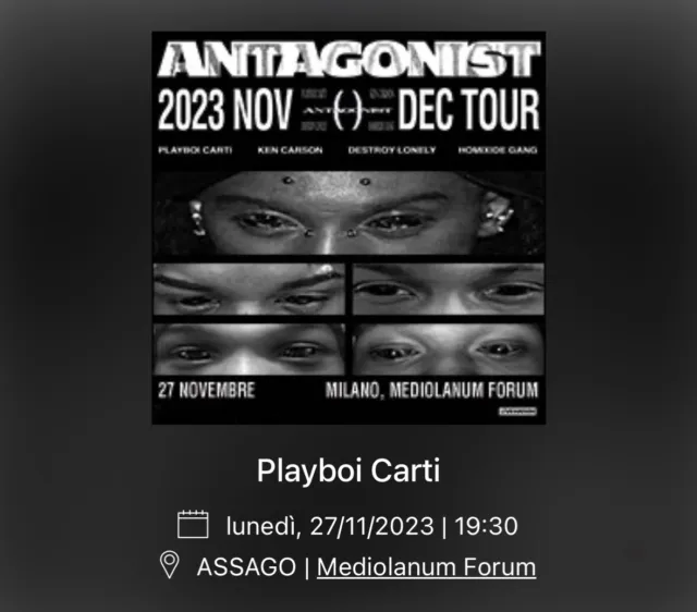 Playboi Carti Antagonist Tour Milano Parterre