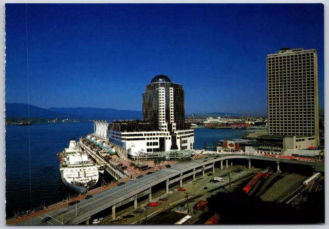 Postcard British Columbia Vancouver BC Cruise Ship Dock Pan Pacific Hotel