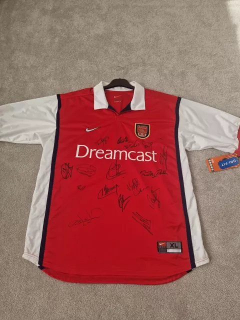 BNWT ORIGINAL SIGNED Arsenal 1999 00 Nike Home Football Shirt