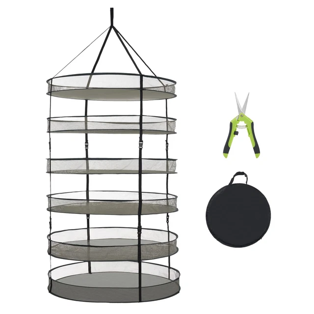 Herb Drying Rack, 3ft 6 Layer Plant Drying Rack Net, Collapsible