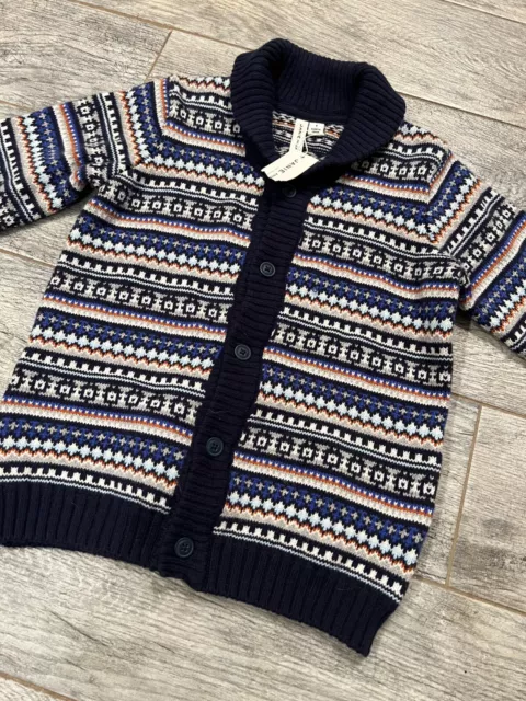 NWT Janie and Jack Boys cardigan sweater 6 Collared Chunky Knit Grandpa Shawl