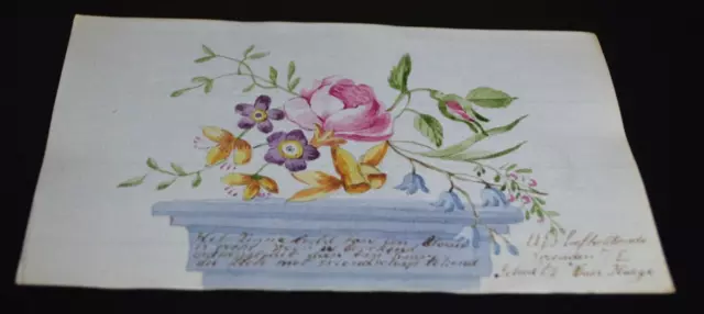 Beautiful Flowers on Column Top Late 18th-Early 19th Century Art on Paper