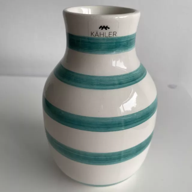 Kähler Design Omaggio Green & White Stripe Ceramic Danish Vase