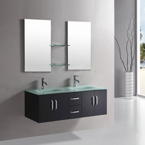 Ensemble Meuble Salle De Bain Vicco Aquis - Lavabo, Miroir, Meuble - Anthracite