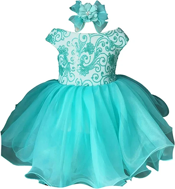 1130N sequins Infant Toddler Baby Newborn Little Girl's Party dress 12-18Months