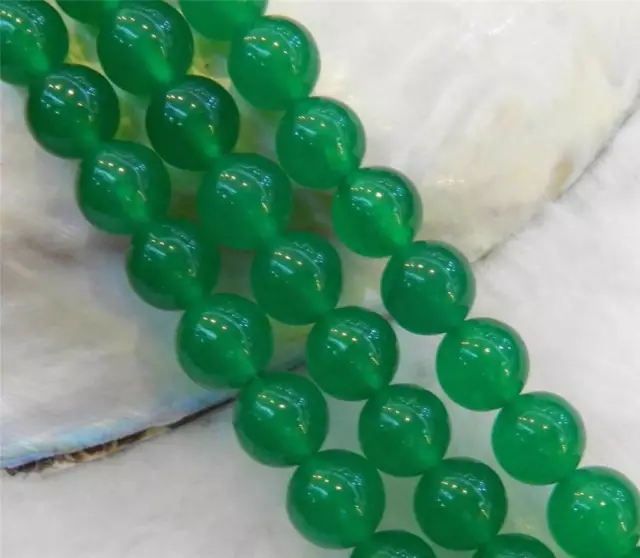 Genuine 10mm Natural Green Jade Round Gemstone Loose Beads 15" Strand