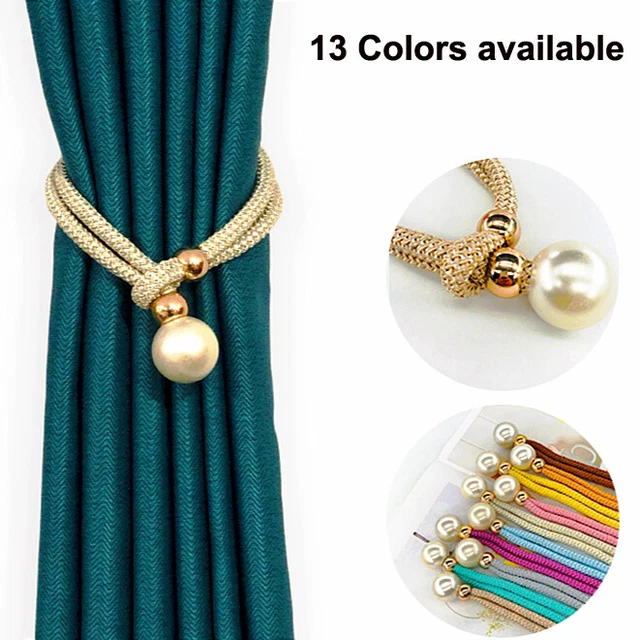 2PCS Curtain Tie Backs Pearl Tiebacks Window Holdbacks Rope Home Decor Ornament
