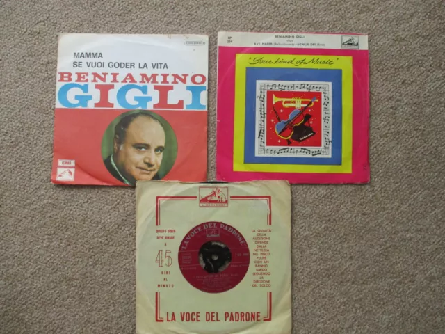 Beniamino Gigli  three 45rpm incl. Mamma (pic sleeve), Ave Maria