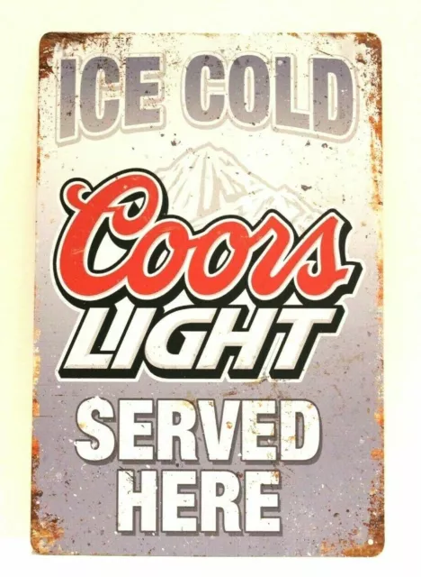 Coors Light Beer Tin Sign Bar Man Cave Vintage Ad Rustic Style Restaurant 97