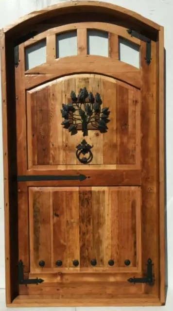 Rustic reclaimed solid lumber Tree of Life arch door wine room castle storybook