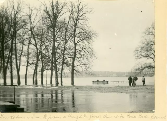 France, Inondations à Caen, ca.1910, Vintage silver print Vintage silver print