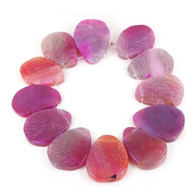 6 Spider Pink AGATE Teardrop Focal Pendant Beads 35-39mm 3