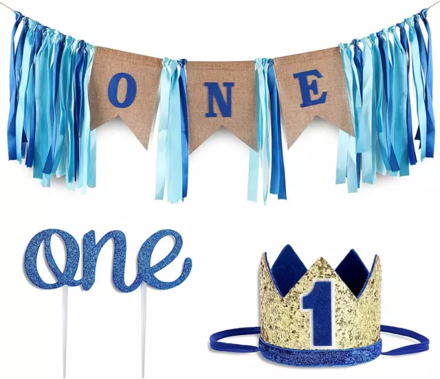 Baby 1St Birthday Boy Decorations with Crown - Baby Boy First Birthday Decoratio